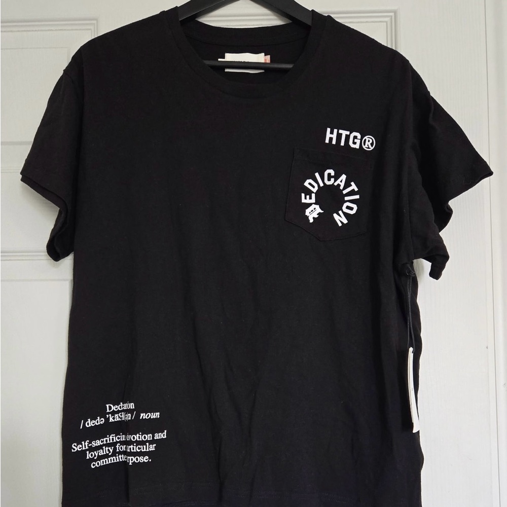 HTG Black Graphic T-Shirt with White Text